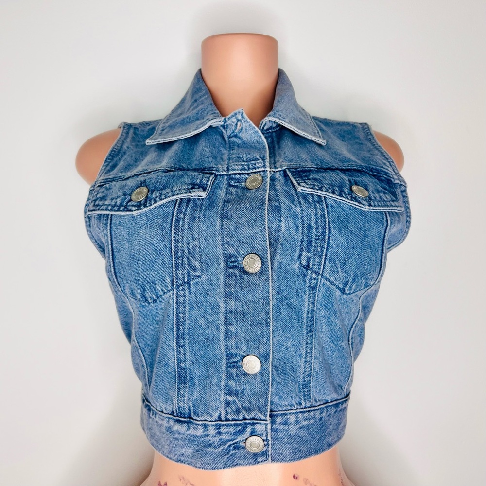 Blue Denim Sleeveless Vest